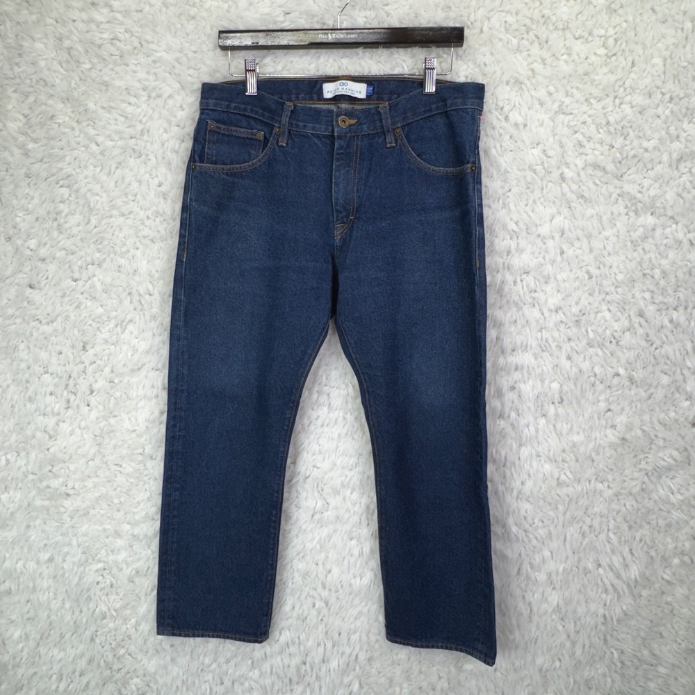 Peter Manning Jeans Mens 33X27 Dark Blue Denim Minimalist Classic Casual Basics
